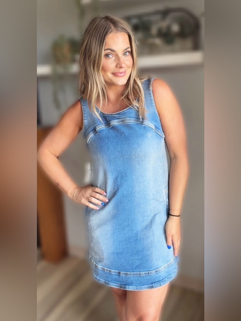 Free People Light Blue Denim Shift Dress